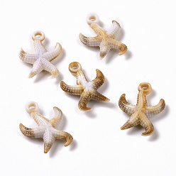 BurlyWood Acrylic Pendants, Imitation Gemstone Style, Starfish, BurlyWood, 25x18x5mm, Hole: 2.5mm, about 862pcs/500g