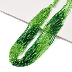 Citron Vert Brins de perles de verre de couleur dégradé transparent, perles multicolores segmentées, ronde à facettes, lime, 2mm, Trou: 0.5mm, Environ 184~187 pcs/chapelet, 14.37'' (36.5 cm)