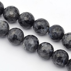 Larvikite Brins de perles de larvikite naturelles rondes à facettes, 4mm, Trou: 1mm, Environ 90 pcs/chapelet, 15.35 pouce