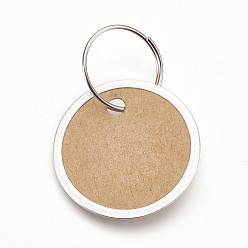 Peru Aluminum Pendants, with Paper and Iron Key Ring Clasps, Flat Round, Peru, 31x1mm, Ring: 19x1mm, hole: 17mm