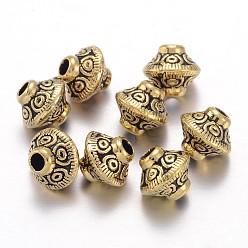 Or Antique Alliage de perles d'entretoise de style tibétain, sans plomb et sans cadmium, Or antique, 5.4x6.3mm, Trou: 1mm