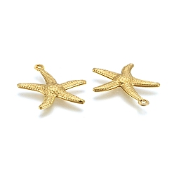 Golden Starfish/Sea Stars Brass Pendants, Golden, 23x20.5x2mm, Hole: 1mm