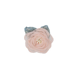 Rose Brumeux 3d fleur en tissu, pour les chaussures de bricolage, chapeaux, casques, broches, vêtements, rose brumeuse, 50~60mm