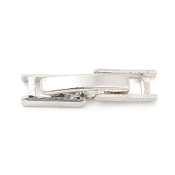 Platinum Eco-Friendly Brass Watch Band Clasps, Long-Lasting Plated, Lead Free & Cadmium Free, Platinum, 15x3.5x4mm