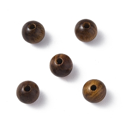 Coconut Brown Wood Beads, Undyed, Round, Coconut Brown, 6mm, Hole: 1.6mm