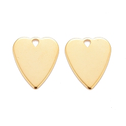 Real 24K Gold Plated 201 Stainless Steel Pendants, Heart, Real 24k Gold Plated, 15x13x0.8mm, Hole: 1.6mm