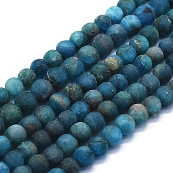 Apatite Natural Apatite Beads Strands, Frosted, Round, 6mm, Hole: 1mm, about 63~70pcs/Strand, 15.35 inch(39cm)