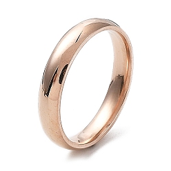 Oro Rosa Revestimiento de iones (ip) 304 anillos de banda plana plana de acero inoxidable, oro rosa, tamaño de 7, diámetro interior: 17 mm, 4 mm