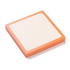 Light Salmon Resin Artificial Marble Jewelry Displays, with PU Leather, Square, Light Salmon, 15x15x1.2cm
