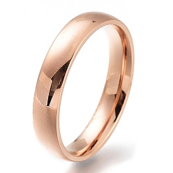 Oro Rosa 304 anillos de dedo del acero inoxidable, anillos de banda lisos, oro rosa, tamaño de EE. UU. 6~9, diámetro interior: 16~19 mm