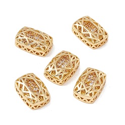 Champagne Gold Eco-friendly Brass Micro Pave Cubic Zirconia Multi-strand Links, Rack Plating, Cadmium Free & Lead Free, Rectangle, Golden, Champagne Gold, 14x10x5mm, Hole: 1.2mm