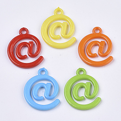 Mixed Color Opaque Acrylic Pendants, Mark @, Mixed Color, 31x24x3.5mm, Hole: 3mm, about 400pcs/500g
