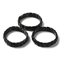 Obsidian Natural Obsidian Stretch Bracelets, Faceted, Rectangle, 2-3/8 inch(6cm)