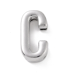 Letter C Alloy Letter Slide Charms, Platinum, Letter.C, 20.5~21x6~10.5x6.5mm, Hole: 17.5~18x2.5mm