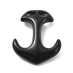 Noir 304 inoxydable fermoirs crochet en acier, pour la fabrication de bracelets en cuir, ancre, électrophorèse noir, 31x24x6mm, Trou: 5x5mm