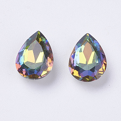 Vitrail Medio Imitación cristal austriaco de diamantes de imitación, Grado A, puntiagudo espalda y dorso plateado, lágrima, medio vitrail, 18x13x6.5 mm