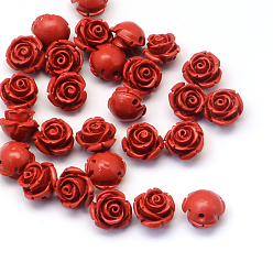 FireBrick Flower Cinnabar Beads, FireBrick, 11~12x9mm, Hole: 1~2mm