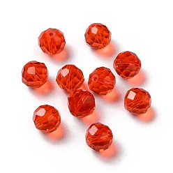 Rouge Verre imitation perles de cristal autrichien, facette, ronde, rouge, 8mm, Trou: 1mm
