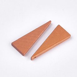 Coral Painted Wood Pendants, Triangle, Coral, 39.5x14x4mm, Hole: 1mm