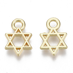 Light Gold Alloy Charms, for Jewish, Star of David, Light Gold, 12x8x1.5mm, Hole: 2mm
