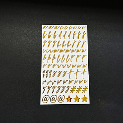Golden Alphabet Letter A~Z & Star Metal Stickers, Golden, 15mm, Letter: 0.3~0.9mm