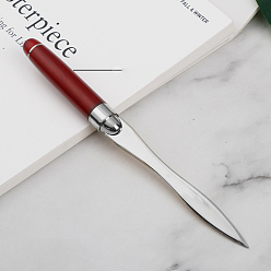 Нержавеющая Сталь Цвет Портативный офисный нож для открывания писем из нержавеющей стали, с ручкой из красного дерева, цвет нержавеющей стали, 16.2x8.5 см
