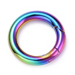 Rainbow Color Rainbow Color Vacuum Plating 304 Stainless Steel Spring Gate Rings, O Rings, 20x3.5mm