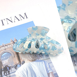 Light Sky Blue Printed Acrylic Large Claw Hair Clips for Thick Hair, Fresh & Sweet Style, Light Sky Blue, 71mm