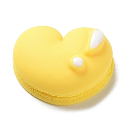 Yellow Opaque Resin Enamel Decoden Cabochons, Imitation Food, Heart Shaped Macaron, Yellow, 17x21.5x9.5mm