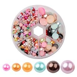 Mixed Color 1Box ABS Plastic Imitation Pearl Dome Cabochons, Half Round, Mixed Color, 4~12x2~6mm, about 690pcs/box