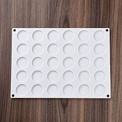 White DIY Flat Round Wax Seal Stamp Silicone Mats, Food Grade Silicone Molds, 30 Cavities, Rectangle, White, 210x295x6mm, Inner Diameter: 34.5mm