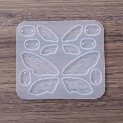 White DIY Butterfly Wing Pendant Silicone Molds, Resin Casting Molds, for UV Resin, Epoxy Resin Jewelry Making, White, 96x85x4.5mm, Hole: 1.8mm, Inner Diameter: 7.5~19.5x15~44.5mm
