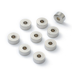 Stainless Steel Color 304 Stainless Steel Spacer Beads, Flat Round, Stainless Steel Color, 6x3mm, Hole: 1.8mm