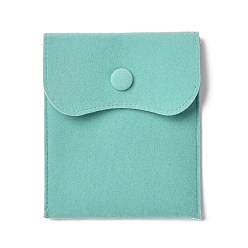 Бирюза Бархатные мешочки для хранения украшений, прямоугольные сумки для украшений с застежкой-кнопкой, для сережек, хранение колец, бирюзовые, 11.7~11.75x9.8~9.85 см
