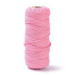 Pink Fils de coton, pour l'artisanat de bricolage, emballage cadeau et fabrication de bijoux, rose, 3mm, environ 109.36 yards (100m)/rouleau