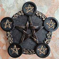 Noir Bougeoirs en forme d'étoile en résine, chandeliers d'autel, fournitures de divination, décoration de la maison parfaite, noir, 19x19x1.5 cm