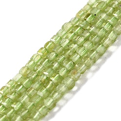 Péridot Péridot naturelles brins de perles, facette, cube, 2x2x2mm, Trou: 0.6mm, Environ 175 pcs/chapelet, 15.75'' (40 cm)