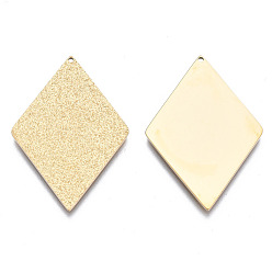 Real 14K Gold Plated 316 Surgical Stainless Steel Pendants, Rhombus, Real 14K Gold Plated, 32x21.5x1mm, Hole: 0.9mm