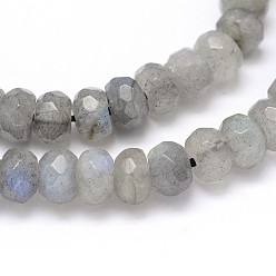 Labradorite Natural Labradorite Rondelle Bead Strands, Grade AA, Faceted, 6x4mm, Hole: 1mm, about 104pcs/strand, 16 inch