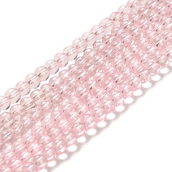 Pink Drawbench Transparent Glass Beads Strands, Spray Painted, Round, Pink, 6mm, Hole: 1.3~1.6mm, 31.4 inch