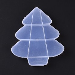 WhiteSmoke 10 Grids Transparent Plastic Box, Christmas Tree Shaped Bead Containers for Small Jewelry and Beads, WhiteSmoke, 18x15.9x2.5cm, Inner Diameter: 22~52x27~59x22mm 