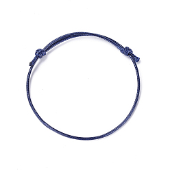 Azul de Medianoche Cable de la toma de la pulsera de poliéster encerado coreano, azul medianoche, de diámetro ajustable: 40~70 mm
