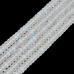 WhiteSmoke Frosted Transparent Glass Beads Strands, Rondelle, WhiteSmoke, 8x5mm, Hole: 1mm, about 75pcs/strand, 14.96''(38cm)