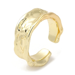 Настоящее золото 18K Латунные открытые кольца манжеты, текстурированное кольцо с широкой полосой для женщин, реальный 18 k позолоченный, размер США 6 3/4 (17.1 мм), 6~8 мм