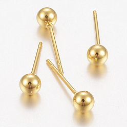 Golden 304 Stainless Steel Stud Earrings, Hypoallergenic Earrings, Round, Golden, 16x4mm, Pin: 0.8mm