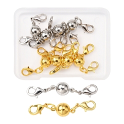 Platinum & Golden 8Sets 2 Colors Eco-Friendly Brass Magnetic Clasps Converter, with Lobster Claw Clasps, Lead Free & Nickel Free, Round , Platinum & Golden, 14x8mm, 4set/colors