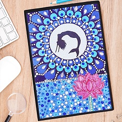 Dodger Azul Kits de pintura de diamante de cuaderno con patrón de flores diy, Incluye bolsa de pedrería de resina., bolígrafo adhesivo de diamante, placa de bandeja y arcilla de pegamento, azul dodger, 210x150 mm