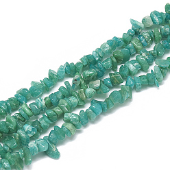 Amazonite Chapelets de perles amazonite naturelles  , puce, 3~11x3~5x1~4mm, Trou: 1mm, Environ 380~400 pcs/chapelet, 33 pouce