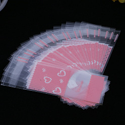 Rose Chaud Sacs de cellophane en plastique rectangle, pour l'emballage de rouge à lèvres, rose chaud, 13x5 cm, épaisseur unilatérale: 0.035 mm, mesure intérieure: 10x5 cm, environ 96~100 pcs / sac