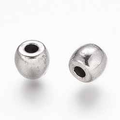 Antique Silver Tibetan Style Alloy Beads, Lead Free & Nickel Free & Cadmium Free, Barrel, Antique Silver Color, 6x5mm, Hole: 2.5mm